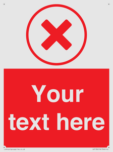 Custom red background, red cross in circle sign